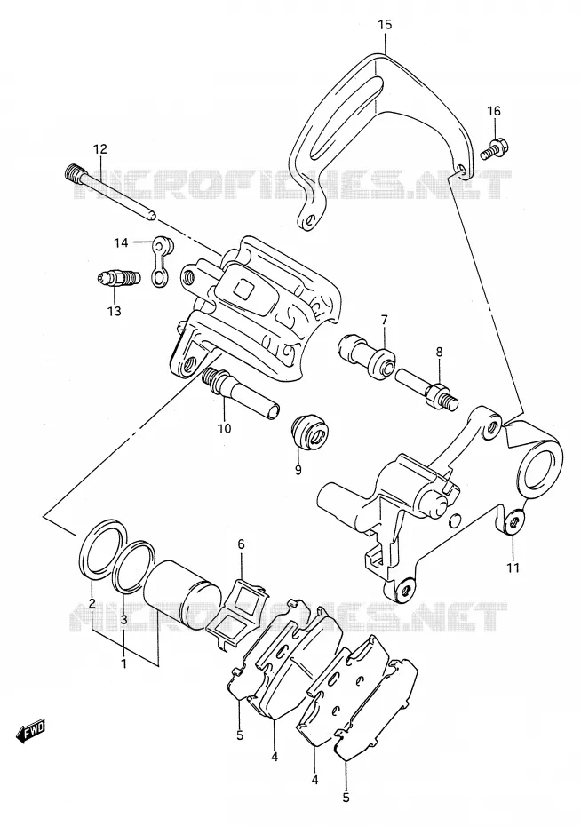REAR CALIPER (MODELE L) Suzuki MOTO 125 RM 1989  RM125K(E28)