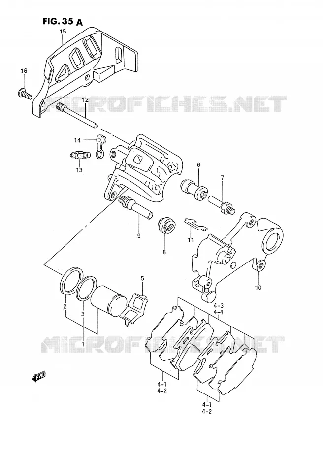 REAR CALIPER (MODELE P/R) Suzuki MOTO 125 RM 1993  RM125P(E3)