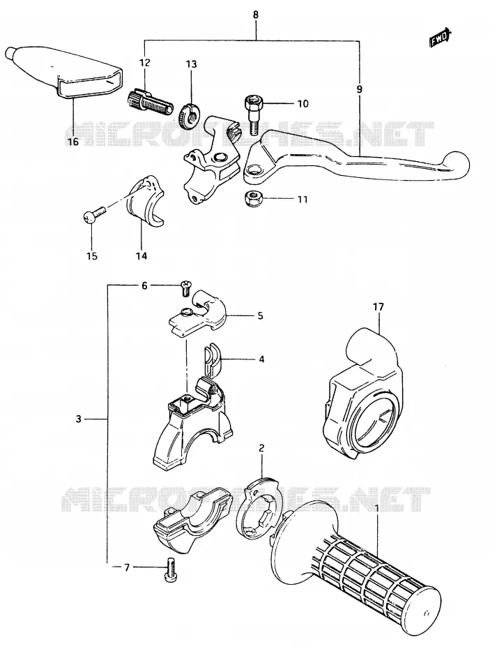 RIGHT SWITCH - HANDGREEP Suzuki MOTO 500 RM 1983  RM500D(D/E)