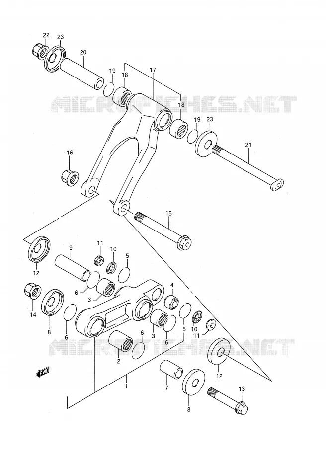 SCHOKBREKER AANEENSCHAKELING (MODELE N) Suzuki MOTO 250 RM 1992  RM250N(E28)