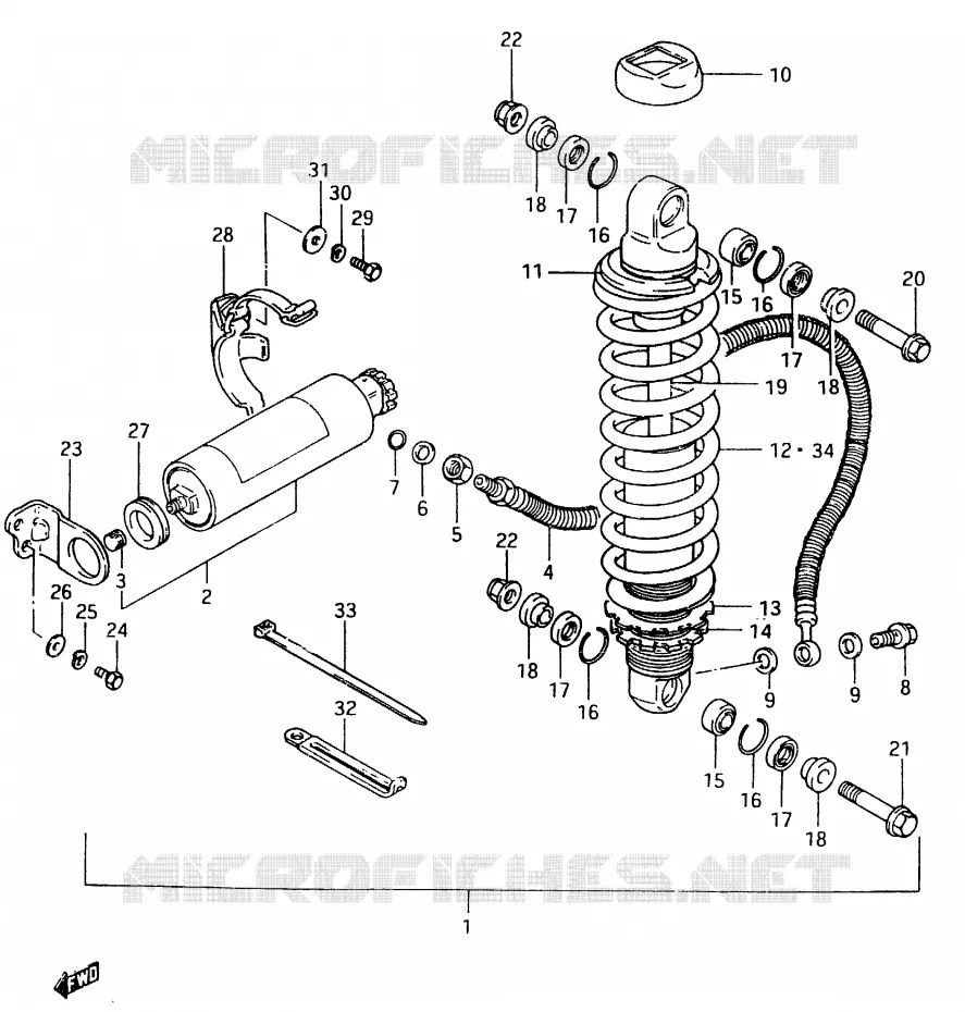 SCHOKDEMPER (MODELE E) Suzuki MOTO 500 RM 1984  RM500E(D/E)