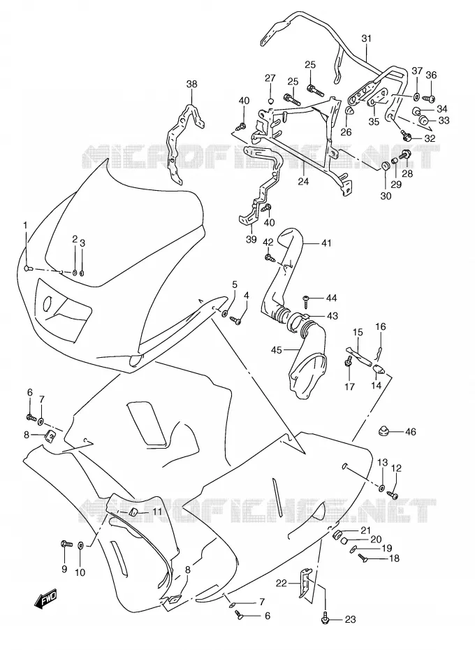 SIDE KUIP (MODELE N/P/R/T) Suzuki MOTO 250 RG 1993  RGV250P(E24)