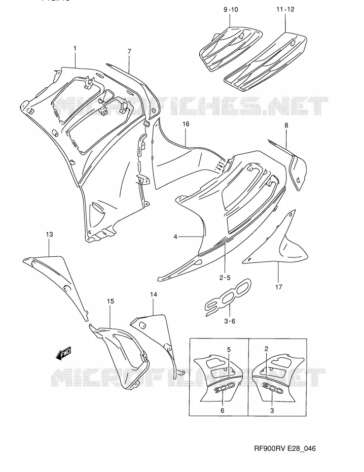 SIDE KUIP (MODELE R) Suzuki MOTO 900 RF 1994  RF900RR(E28)