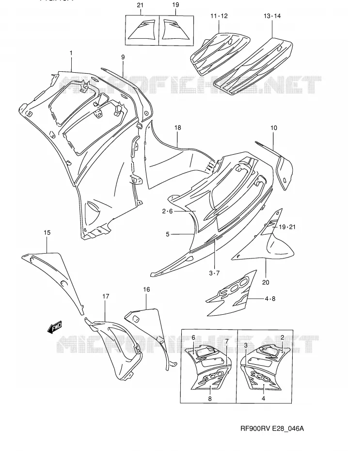 SIDE KUIP (MODELE S) Suzuki MOTO 900 RF 1997  RF900RV(E28)