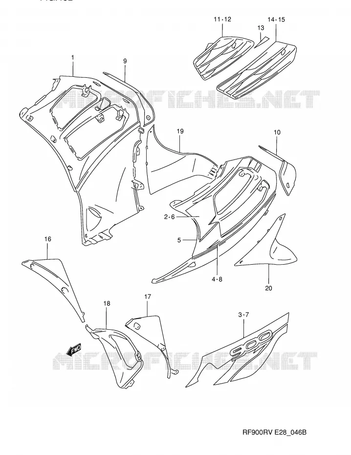 SIDE KUIP (MODELE T) Suzuki MOTO 900 RF 1994  RF900RR(E28)