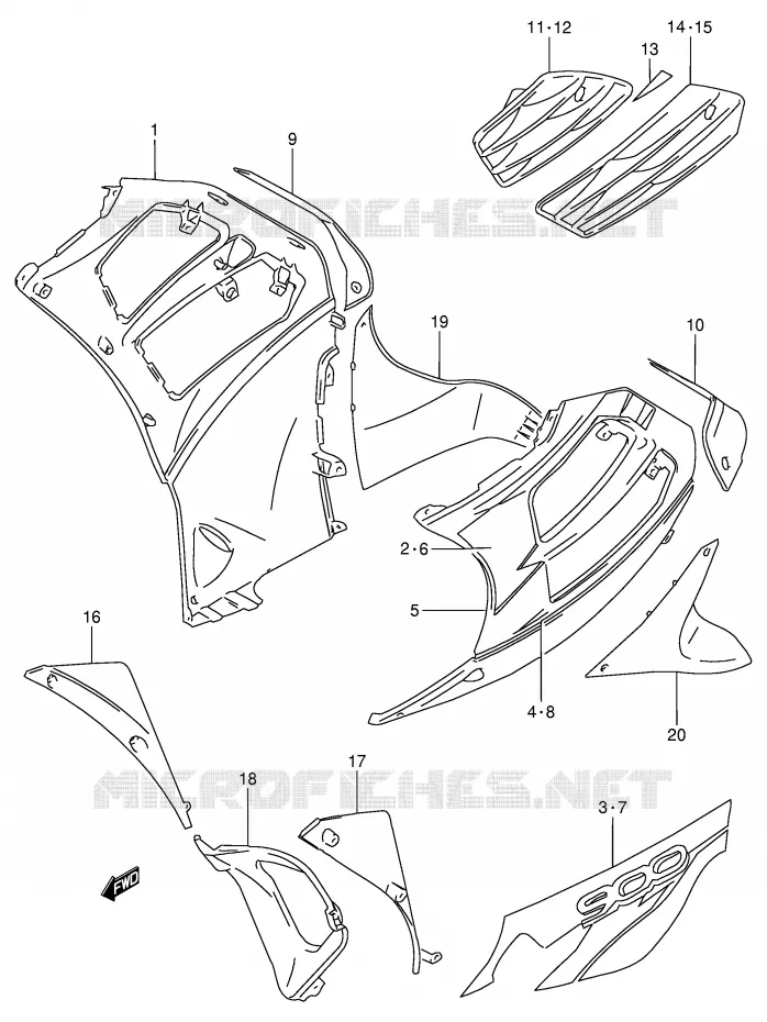 SIDE KUIP (MODELE T) Suzuki MOTO 900 RF 1995  RF900RS2(E2)