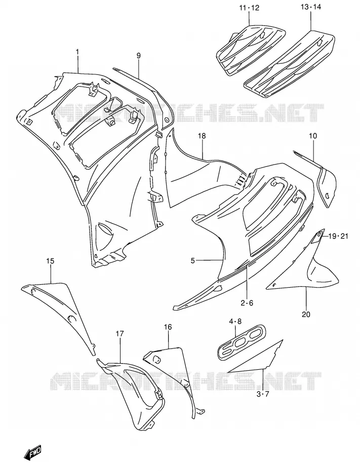 SIDE KUIP (MODELE V) Suzuki MOTO 600 RF 1994  RF600RUR(E2)