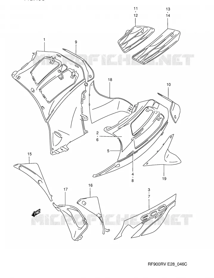 SIDE KUIP (MODELE V) Suzuki MOTO 900 RF 1995  RF900RZS(E28)