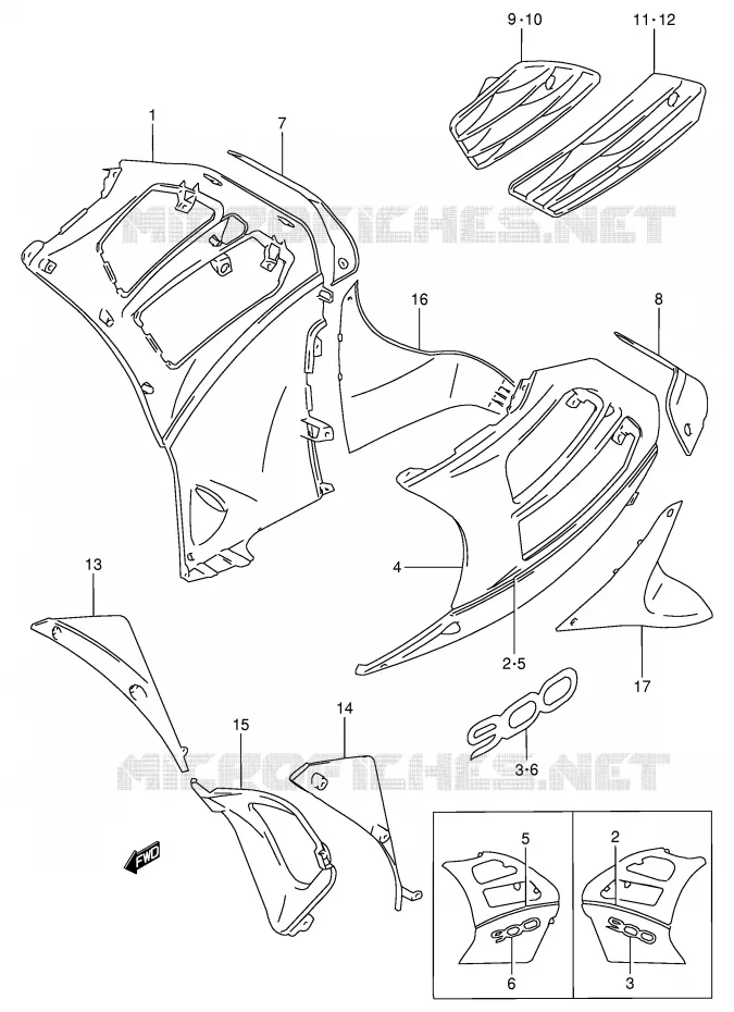 SIDE KUIP (RF900RR/RS) Suzuki MOTO 900 RF 1995  RF900RS2(E2)