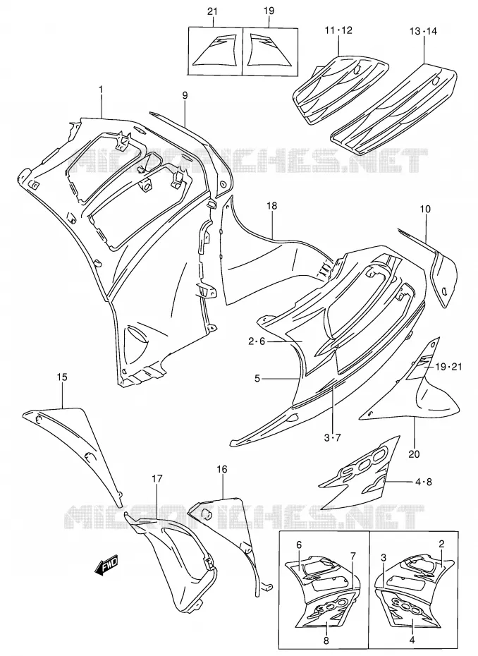 SIDE KUIP (RF900RS2) Suzuki MOTO 900 RF 1998  RF900RW(E2)