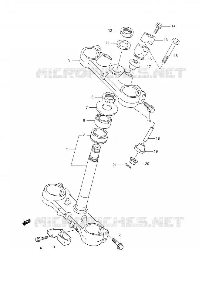STUURKOLOM (MODELE M/N) Suzuki MOTO 250 RM 1990  RM250L(E28)