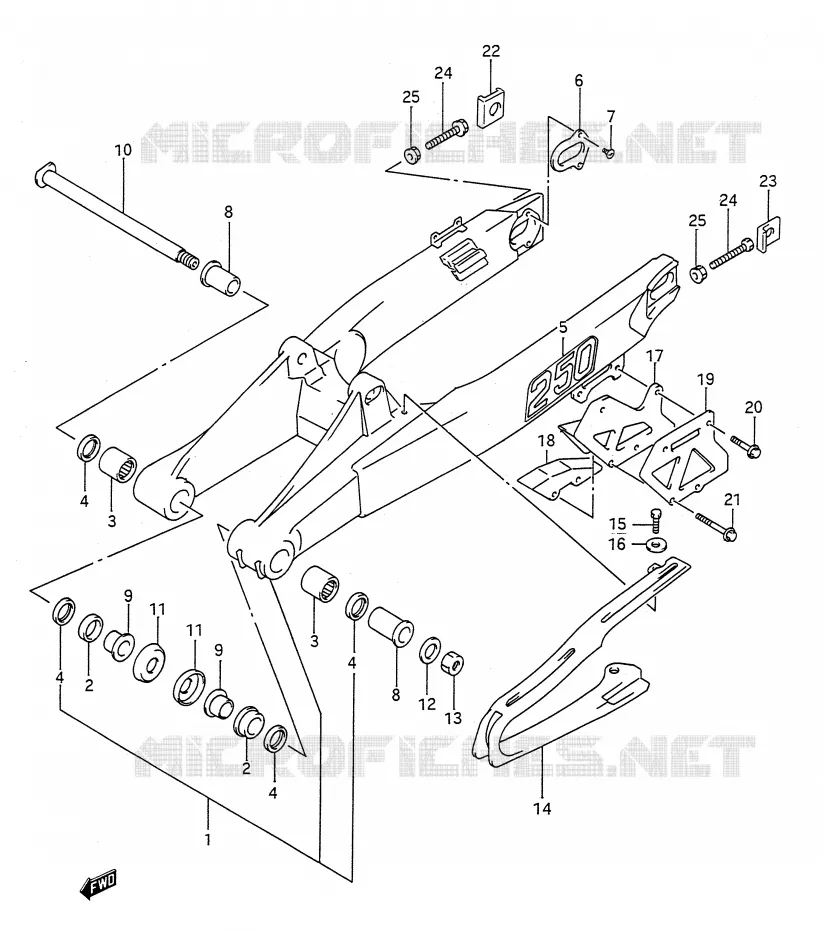 SWINGARM (MODELE N) Suzuki MOTO 250 RM 1992  RM250N(E28)