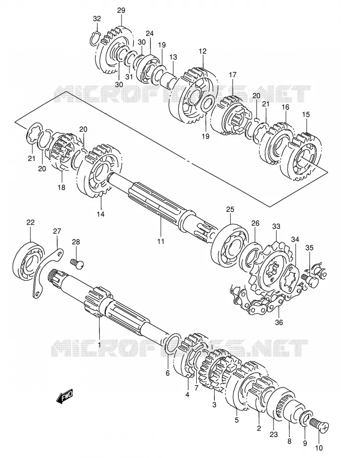 TRANSMISSION Suzuki MOTO 125 RG 1993  RG125FUP(E18)