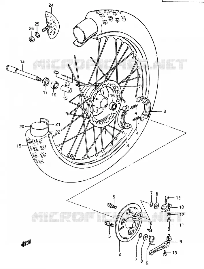 VOORWIEL (MODELE E) Suzuki MOTO 500 RM 1983  RM500D(D/E)