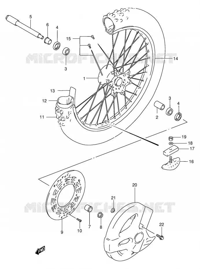 VOORWIEL (MODELE T) Suzuki MOTO 250 RM 2000  RM250Y(E3/E28)