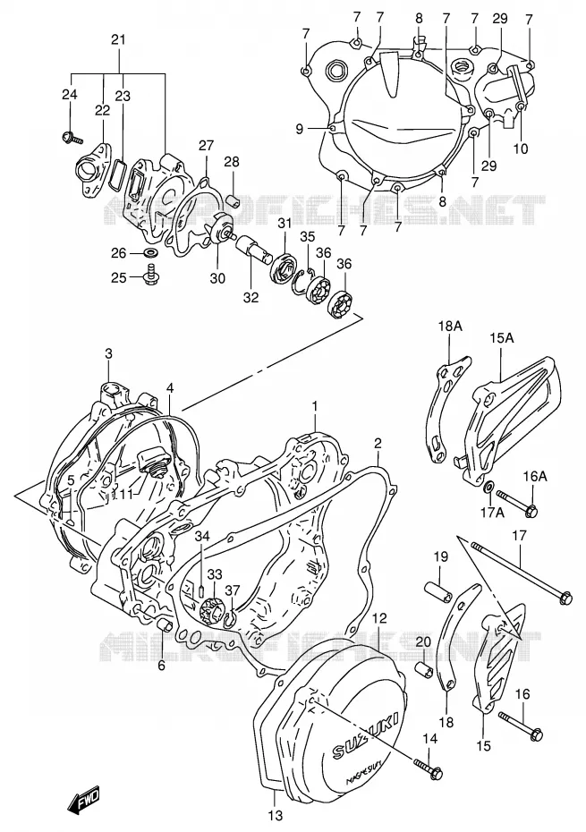 WATER POMPHUIS (MODELE T/V) Suzuki MOTO 125 RM 2000  RM125Y(E2)