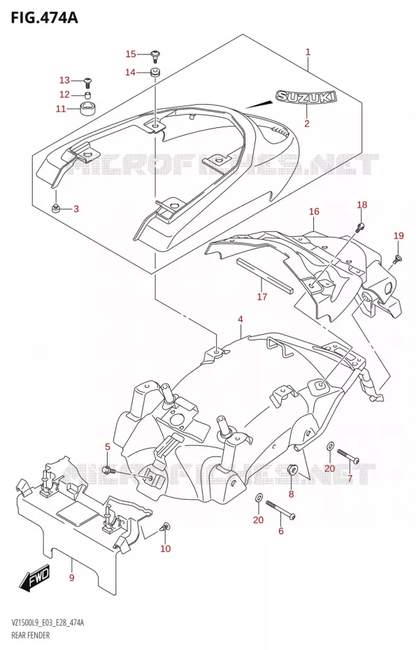 ACHTERSPATBORD Suzuki MOTO 1500 BOULEVARD 2019  VZ1500 L9