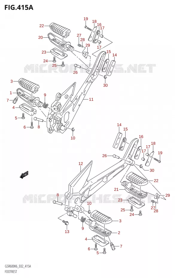 FOOTREST Suzuki MOTO 600 GSR 2006  GSR600K6(E19)