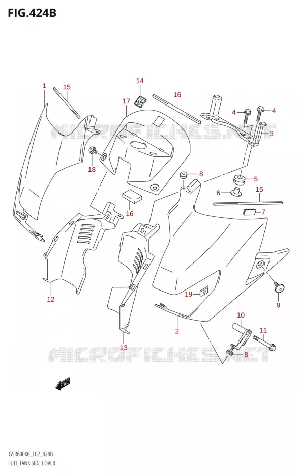 FUEL TANK ZIJKLEPER (K8) Suzuki MOTO 600 GSR 2006  GSR600K6(E19)