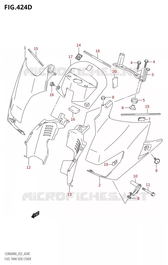 FUEL TANK ZIJKLEPER (L0) Suzuki MOTO 600 GSR 2006  GSR600K6(E19)