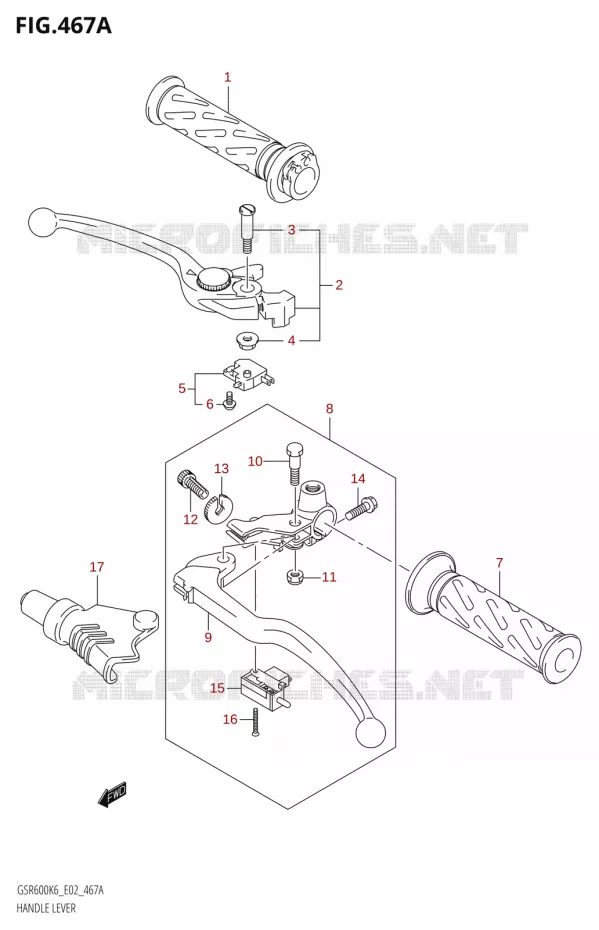 HEFBOMEN - HANDGRIPS8,K9) Suzuki MOTO 600 GSR 2006  GSR600K6(E19)