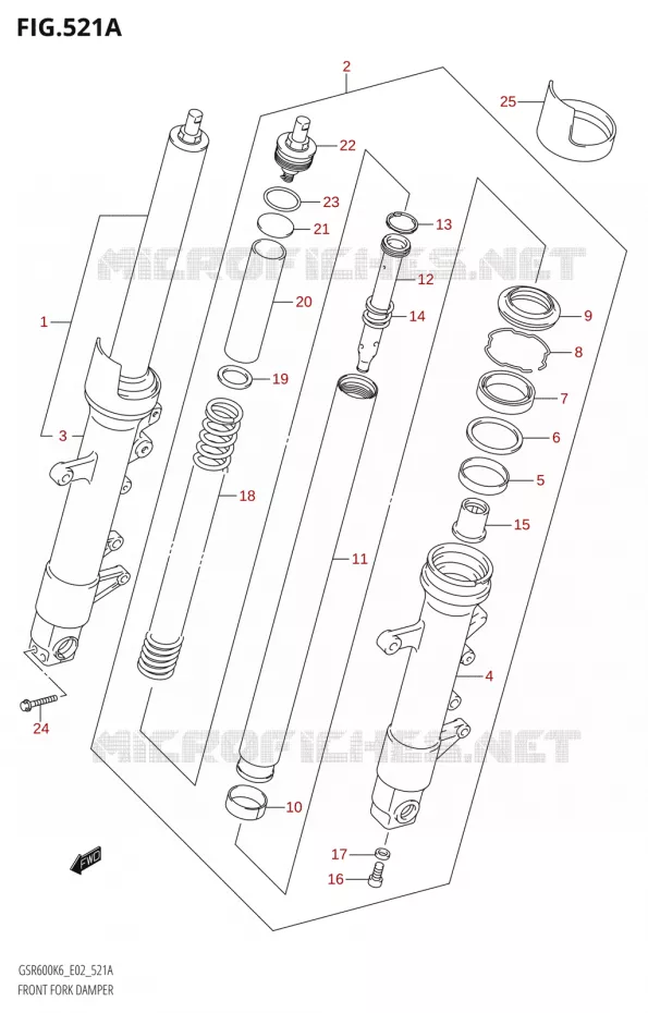 VOORVORKK DAMPER (K6,K7) Suzuki MOTO 600 GSR 2006  GSR600K6(E19)
