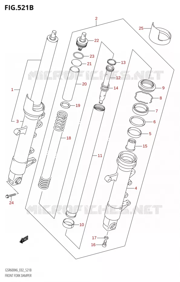 VOORVORKK DAMPER (K8,K9,L0) Suzuki MOTO 600 GSR 2006  GSR600K6(E19)