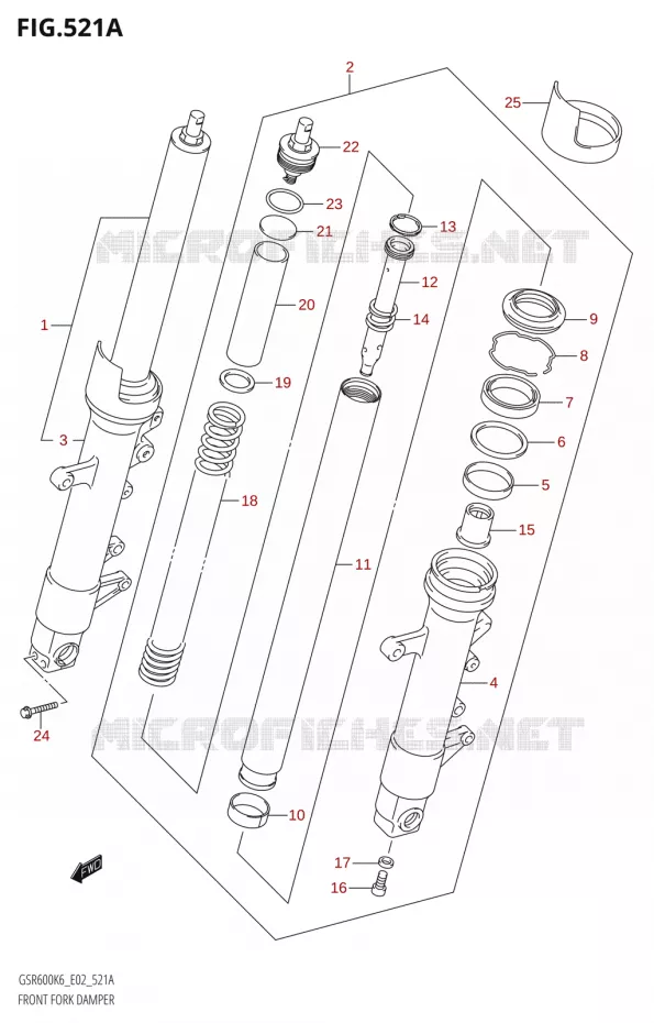 VOORVORKK DAMPER (K6,K7) Suzuki MOTO 600 GSR 2006  GSR600UK6(E19)