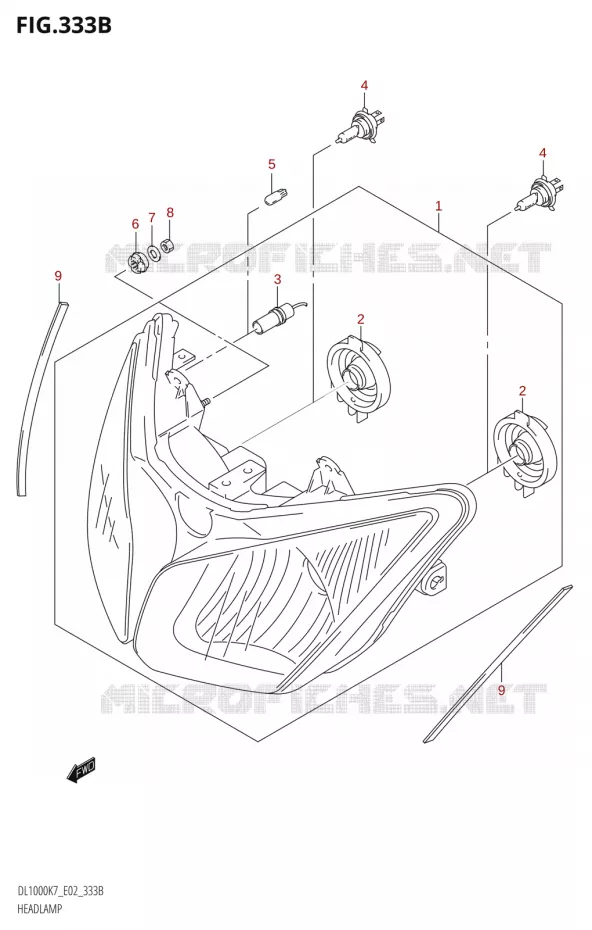 KOPLAMP (E19,P37) Suzuki MOTO 1000 V-STROM 2007  DL1000K7(E2)