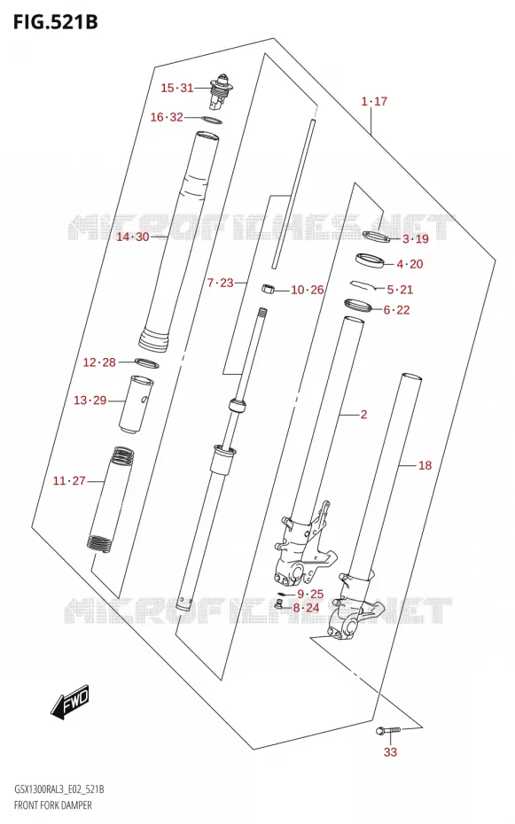 VOORVORKK DAMPER (GSX1300RA:L3:E19) Suzuki MOTO 1300 HAYABUSA 2013  GSX1300RAUF L3 (E19)