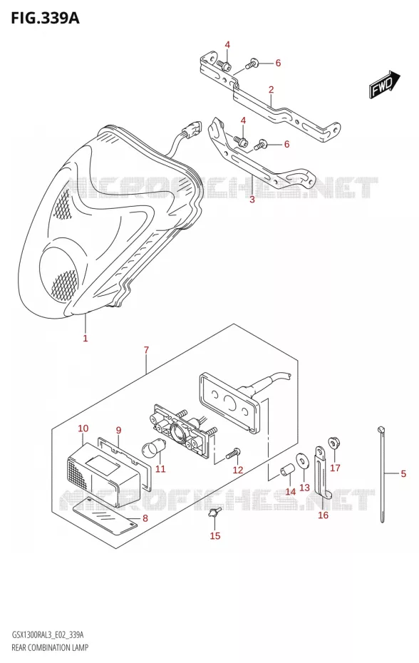 ACHTERLICHTTION LAMP (GSX1300RA:L3:E02) Suzuki MOTO 1300 HAYABUSA 2013  GSX1300RA L3 (E19)
