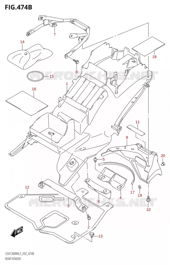 ACHTERSPATBORDX1300RA:L3:E19) Suzuki MOTO 1300 HAYABUSA 2013  GSX1300RA L3 (E19)