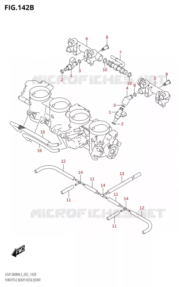 GASKLEPHUIS SLANG / JOINTT (GSX1300RA:L3:E19) Suzuki MOTO 1300 HAYABUSA 2013  GSX1300RA L3 (E02)