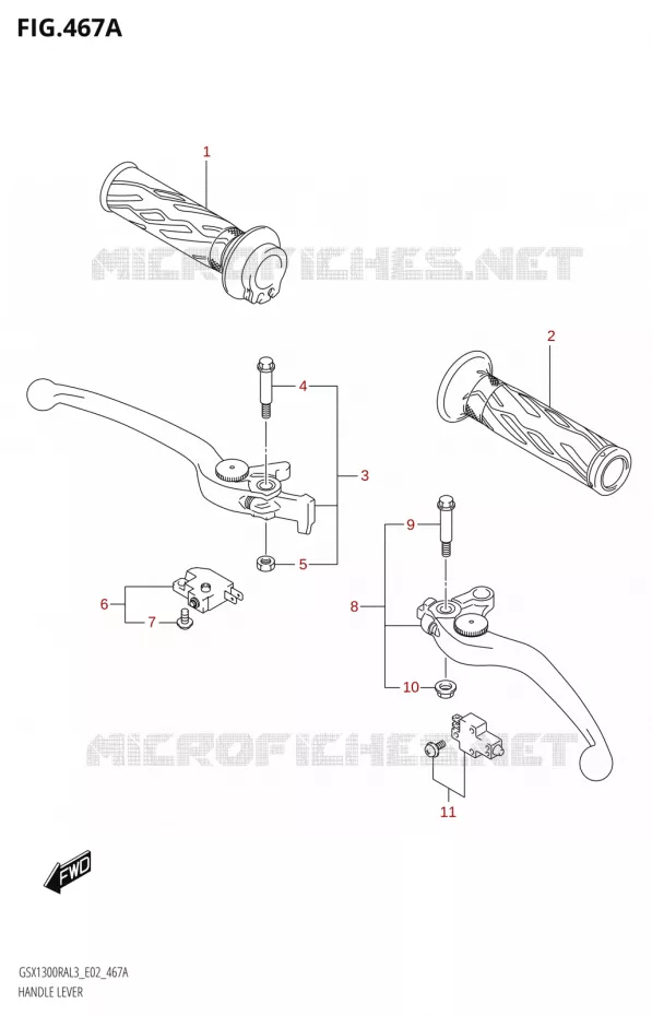 HEFBOMEN - HANDGRIPS Suzuki MOTO 1300 HAYABUSA 2013  GSX1300RA L3 (E02)