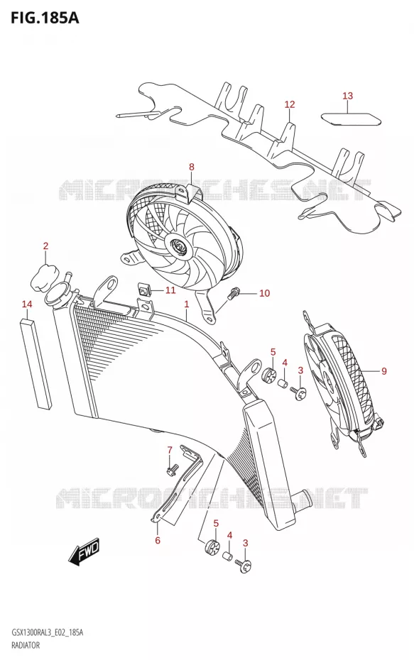 RADIATOR (GSX1300RA:L3:E02) Suzuki MOTO 1300 HAYABUSA 2013  GSX1300RA L3 (E19)