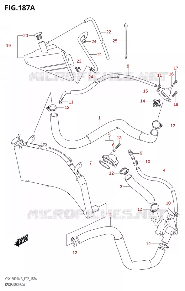 RADIATOR SLANG - EXPANSIEVAT Suzuki MOTO 1300 HAYABUSA 2013  GSX1300RA L3 (E02)