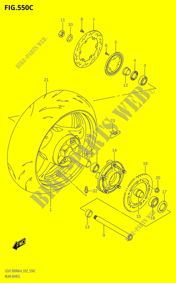 ACHTERWIEL (GSX1300RAUF:L4:E19) voor Suzuki HAYABUSA 1300 2014