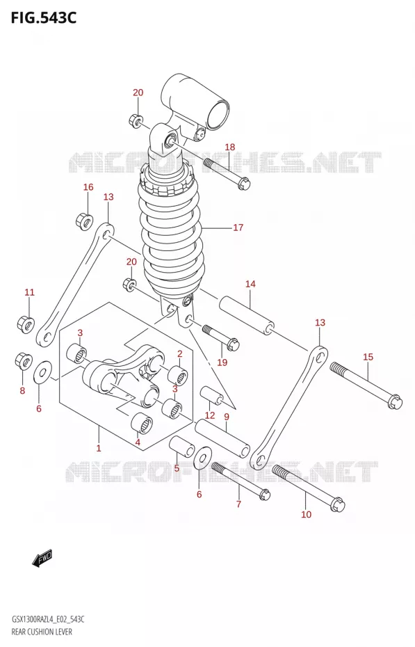 SCHOKBREKER AANEENSCHAKELINGZUF:L4:E19) Suzuki MOTO 1300 HAYABUSA 2014  GSX1300RAZUF L4 (E19)