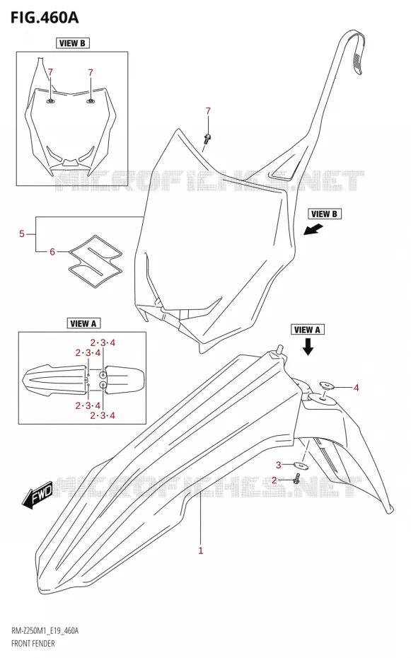 FRONT FENDER Suzuki MOTO 250 RM-Z 2021  RM-Z250 M1 (E19)
