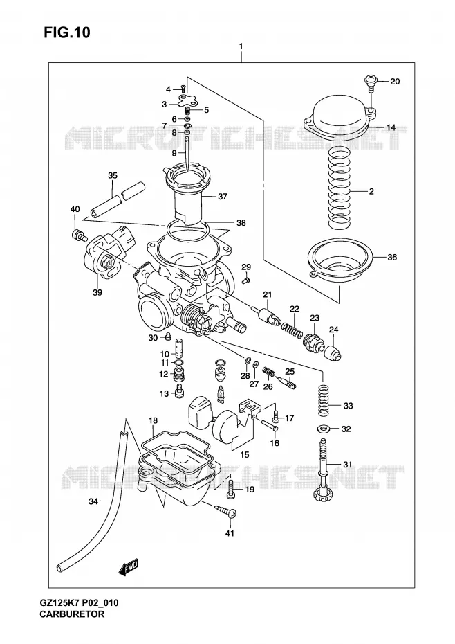 CARBURATOR (MODEL K3 /​ K4 /​ K5 /​ K6) Suzuki MOTO 125 MARAUDER 2003  GZ125K3(P02)
