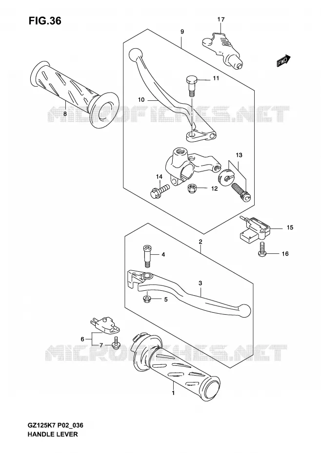 HANDGRIPS - LEVERS Suzuki MOTO 125 MARAUDER 2003  GZ125K3(P02)