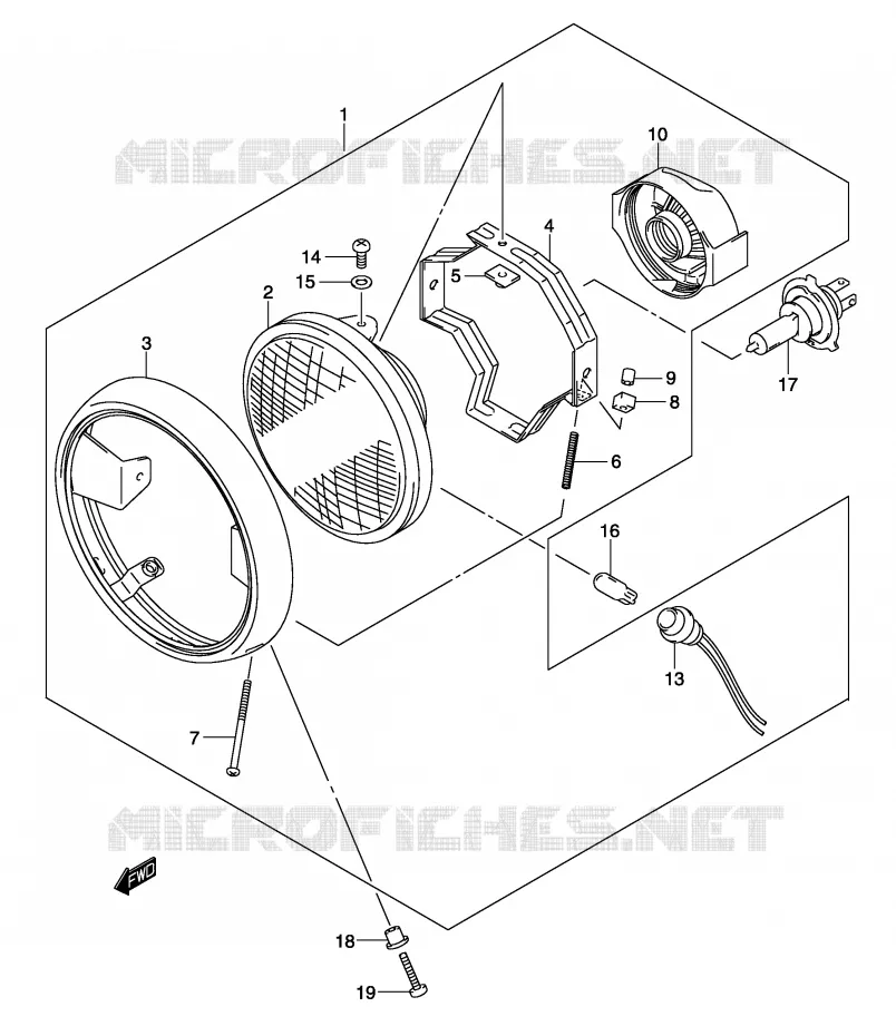 PHARE (MODEL K3 P02) Suzuki MOTO 125 MARAUDER 2003  GZ125UK3(P19)