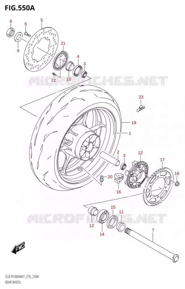 ACHTERWIEL (GSX-R1000A) Suzuki MOTO 1000 GSX-R 2021  GSX-R1000RA M1 /​ GSX-R1000RZA M1 ( E76 ECE2 E17,22,39 )