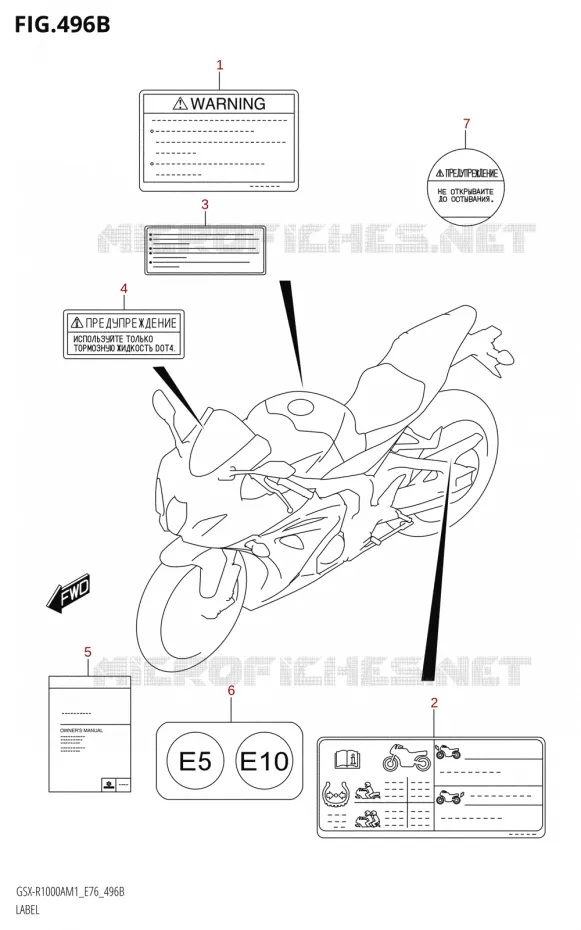 ETIKET Suzuki MOTO 1000 GSX-R 2021  GSX-R1000RA M1 /​ GSX-R1000RZA M1 ( E76 ECE2 E17,22,39 )