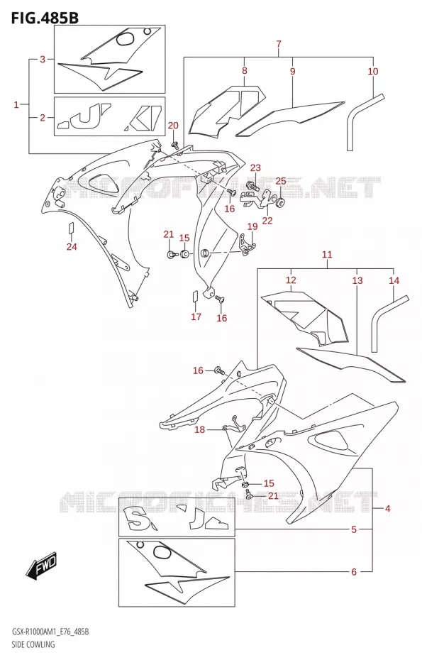 SIDE KUIPNG (GSX-R1000RA) Suzuki MOTO 1000 GSX-R 2021  GSX-R1000RA M1 /​ GSX-R1000RZA M1 ( E76 ECE2 E17,22,39 )