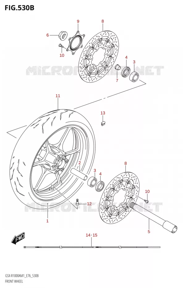 VOORWIELEL (GSX-R1000ZA,GSX-R1000RZA) Suzuki MOTO 1000 GSX-R 2021  GSX-R1000RA M1 /​ GSX-R1000RZA M1 ( E76 ECE2 E17,22,39 )