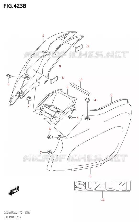 FUEL TANK - COVERS Suzuki MOTO 125 GSX-R 2021  GSX-R125XA M1 (P21)