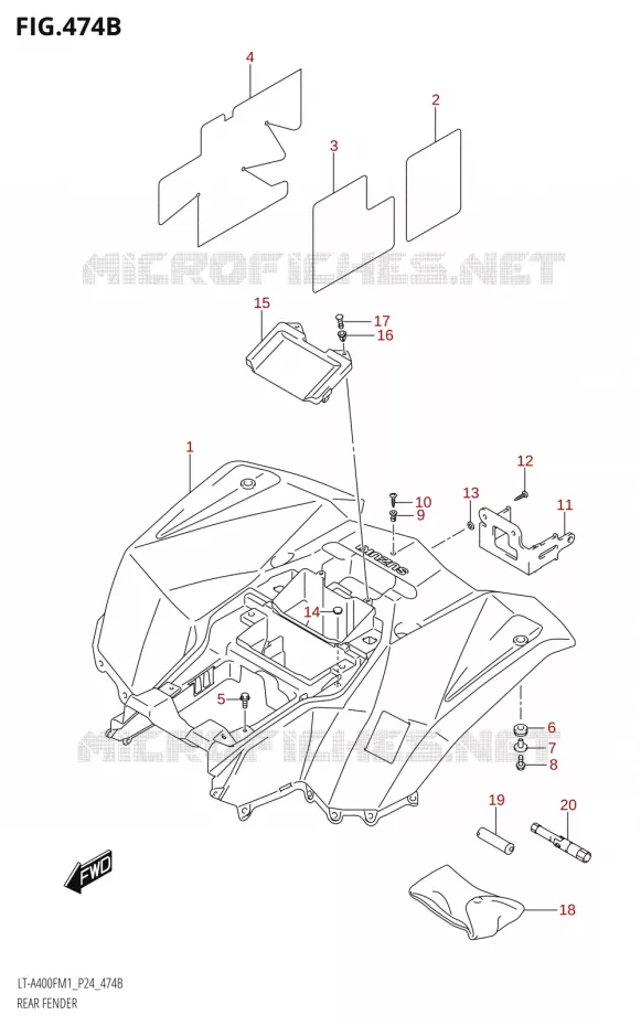 ACHTERSPATBORD Suzuki QUAD 400 KINGQUAD 2021  LT-A400F M1 (P24)