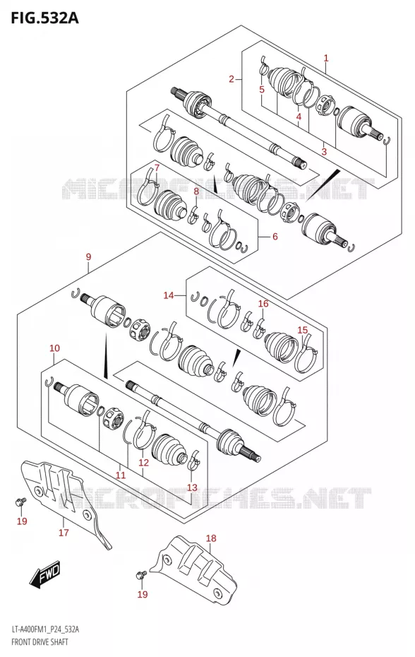 FRONT AANDRIJFAS Suzuki QUAD 400 KINGQUAD 2021  LT-A400F M1 (P24)