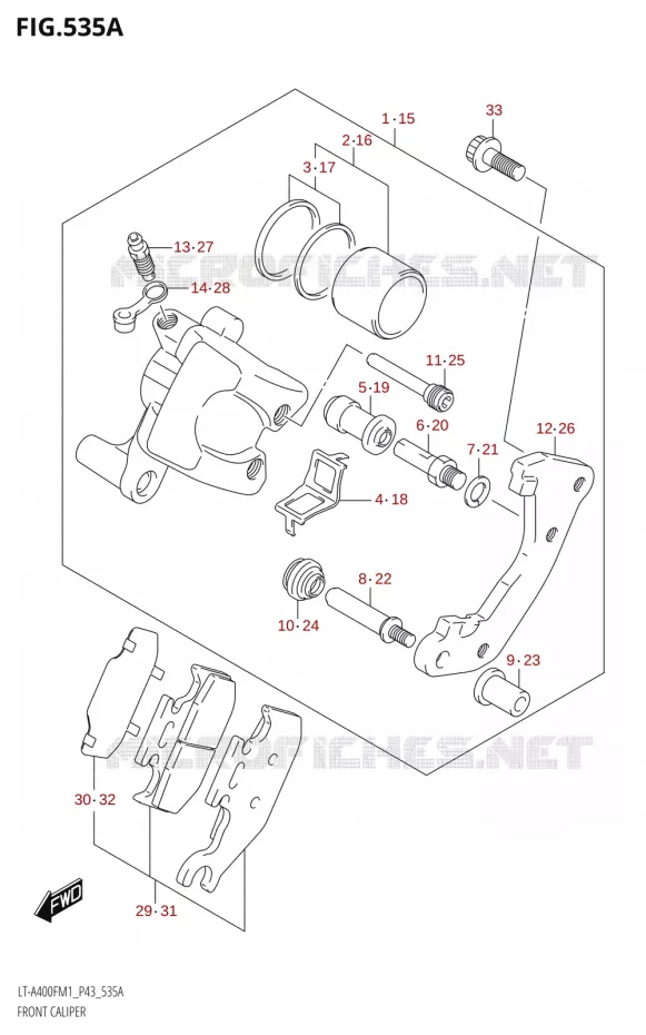 FRONT CALIPER Suzuki QUAD 400 KINGQUAD 2021  LT-A400F M1 (P43)